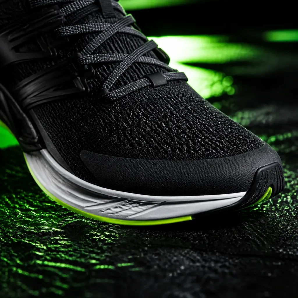 Close-up of sports footwear gripping the ground